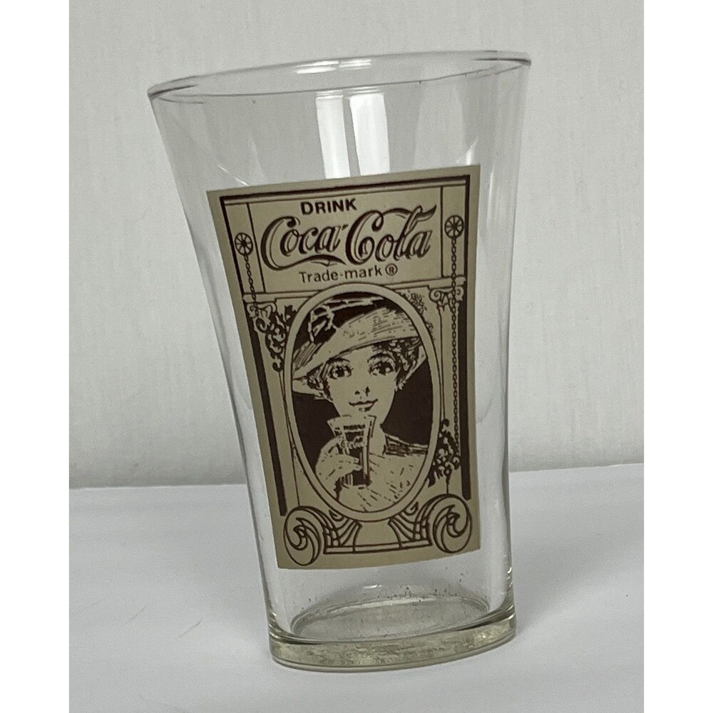 Coca Cola Flair Glass Vintage 80s Archive Re-Creation Victorian Lady Clear 16 oz